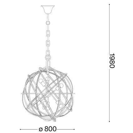 Ideal Lux - Láncos csillár KONSE 7xE27/60W/230V átm. 80 cm aranyszínű