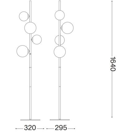 Ideal Lux - LED Állólámpa PERLAGE 4xG9/3W/230V arany/fehér