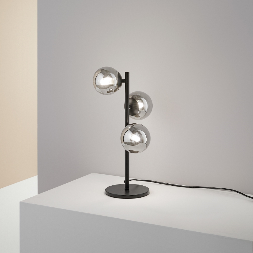 Ideal Lux - LED asztali lámpa PERLAGE 3xG9/3W/230V fekete/füstszínű fekete