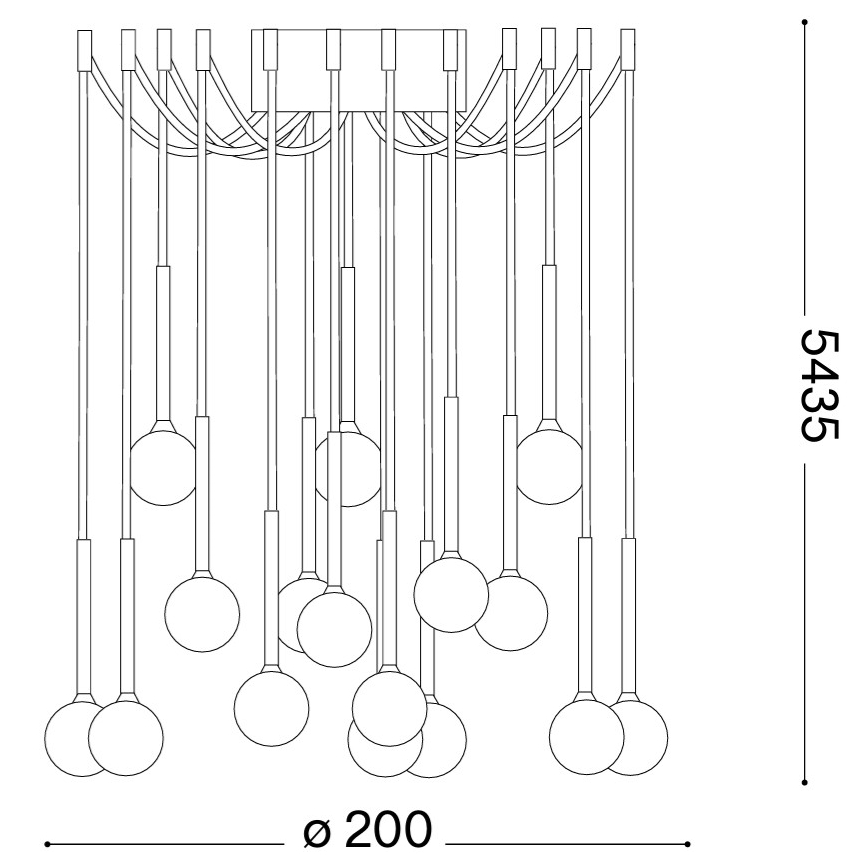 Ideal Lux - LED csillár acélhuzalon LUCCIOLA 16xLED/16W/230V CRI 90 pókszerű, fekete