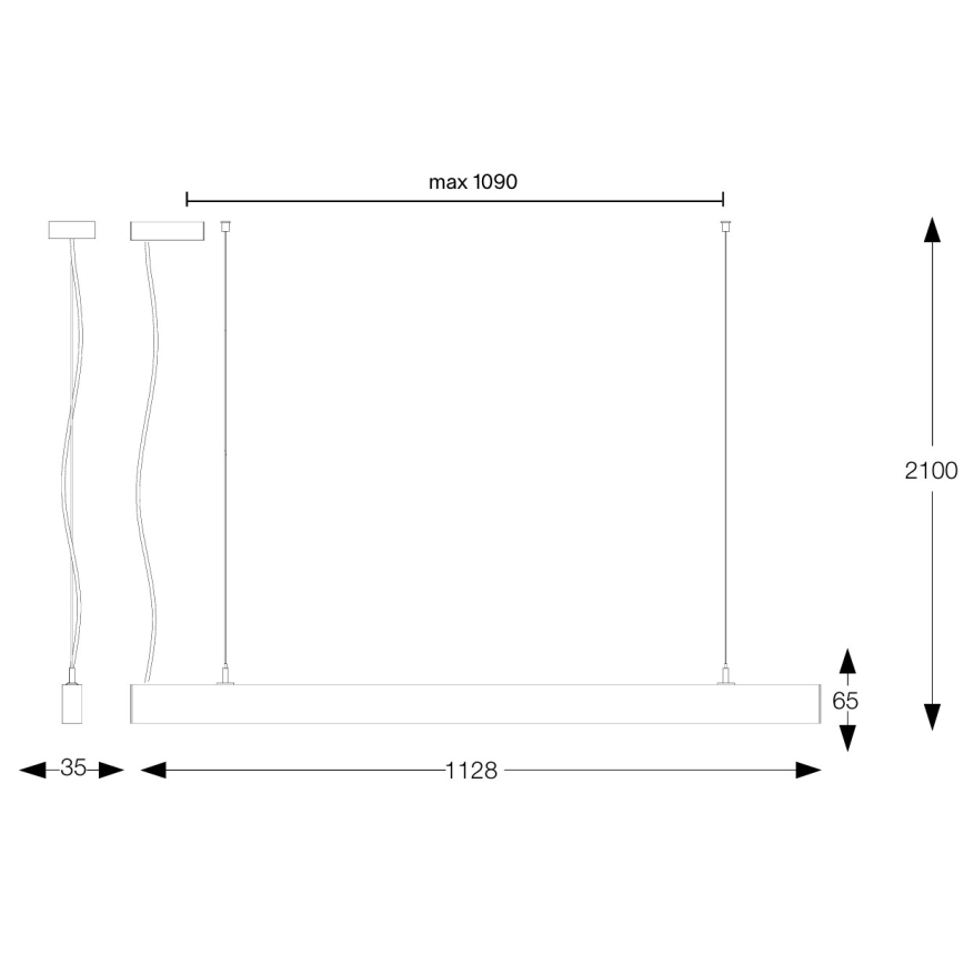 Ideal Lux - LED csillár kábelen OFFICE LED/30W/230V 3000K CRI 90 fekete