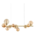 Ideal Lux - LED csillár kábelen PERLAGE 10xG9/3W/230V 81 cm arany/füstös bézs