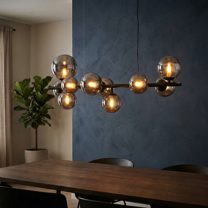 Ideal Lux - PERLAGE LED csillár kábelen 10xG9/3W/230V 81 cm fekete/füstszínű