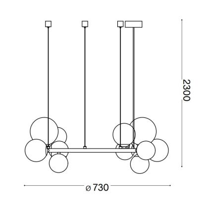 Ideal Lux - kábeles LED csillár PERLAGE 11xG9/3W/230V Ø 73 cm fekete/füstös fekete