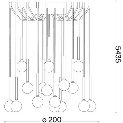 Ideal Lux - LED csillár kábellel LUCCIOLA 16xLED/16W/230V CRI 90 pókszerű, sárgaréz