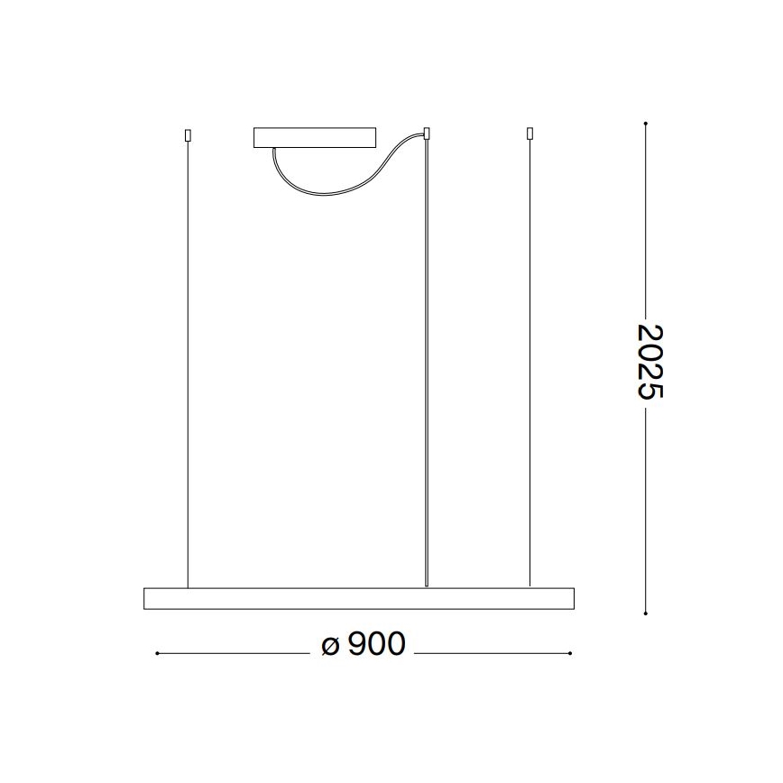 Ideal Lux - ORACLE SLIM LED, dimmelhető függeszték kábelen, 42W, 230V, 3000K, CRI 90, átmérő 90 cm, fekete