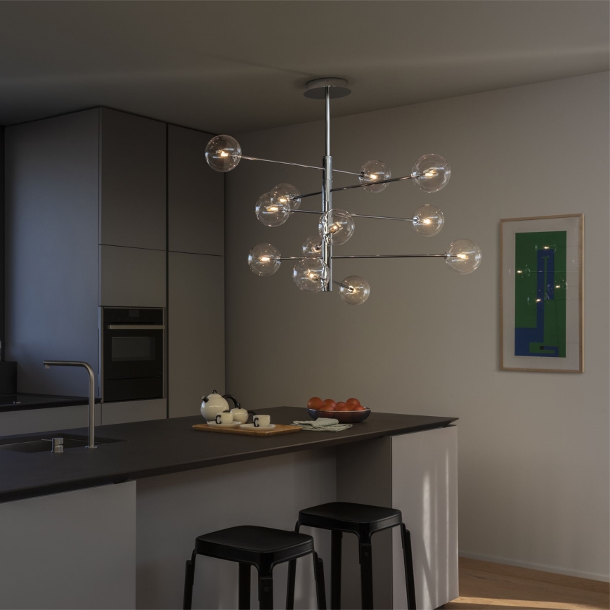 Ideal Lux - LED Csillár rúdon EQUINOXE 12xG4/2W/230V átm. 124 cm fényezett króm/átlátszó
