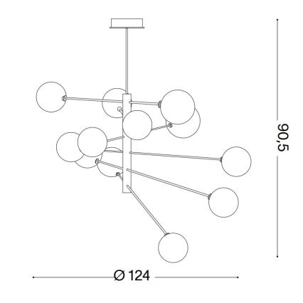 Ideal Lux - LED Csillár rúdon EQUINOXE 12xG4/2W/230V átm. 124 cm réz/átlátszó
