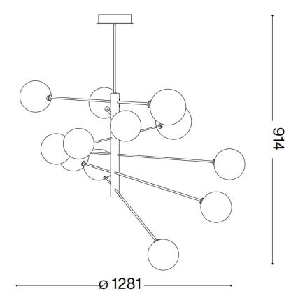 Ideal Lux - LED Csillár rúdon EQUINOXE 12xG4/2W/230V átm. 128,1 cm fényezett króm/füstös