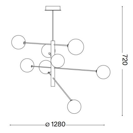 Ideal Lux - LED Csillár rúdon EQUINOXE 8xG4/2W/230V átm. 128 cm réz/átlátszó
