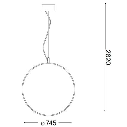 Ideal Lux - LED Csillár zsinóron CIRCUS LED/36W/230V átm. 74,5 cm CRI 90 fekete