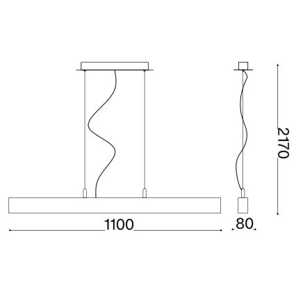 Ideal Lux - LED Csillár zsinóron CRAFT LED/32W/230V CRI 90 bükkfa