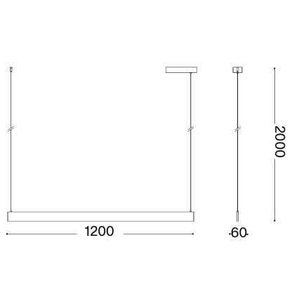 Ideal Lux - LED csillár zsinóron DESK ACCENT LED/36W/230V CRI 90 120 cm fekete