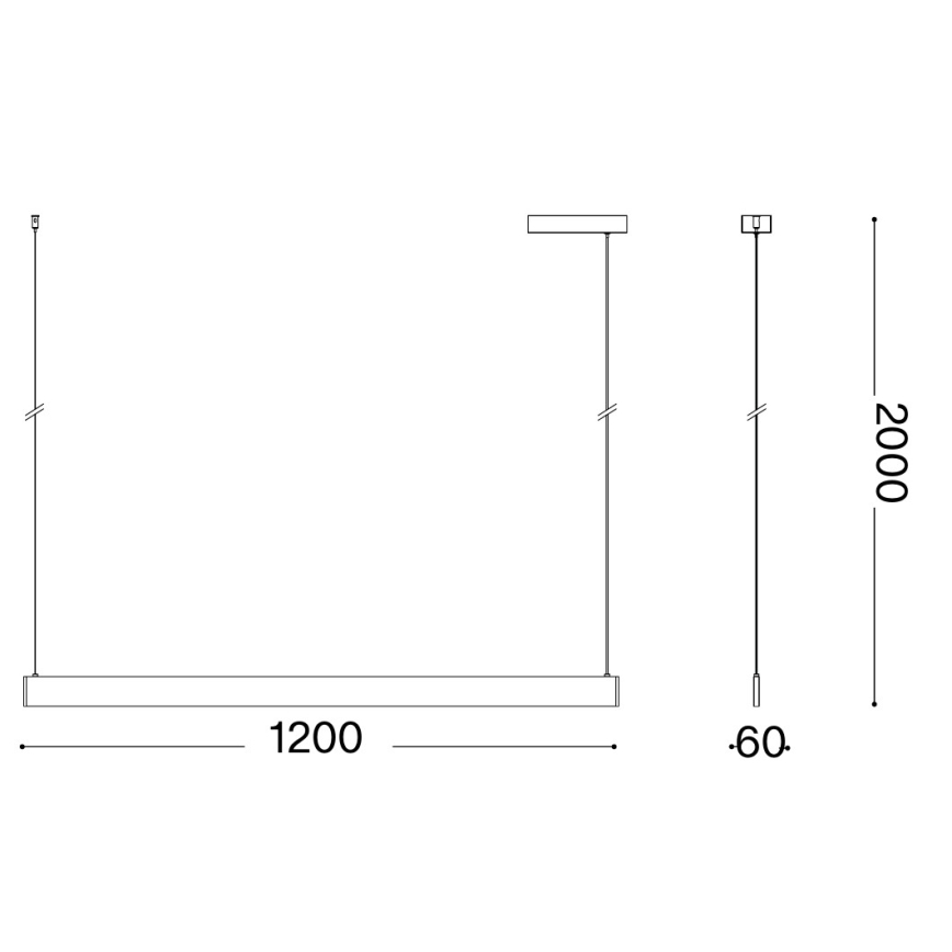 Ideal Lux - LED csillár zsinóron DESK ACCENT LED/36W/230V CRI 90 120 cm fekete