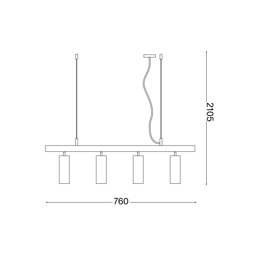 Ideal Lux - LED Csillár zsinóron DYNAMITE 4xGU10/7W/230V CRI 90 fekete
