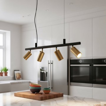 Ideal Lux - LED Csillár zsinóron DYNAMITE 4xGU10/7W/230V CRI 90 fekete/réz