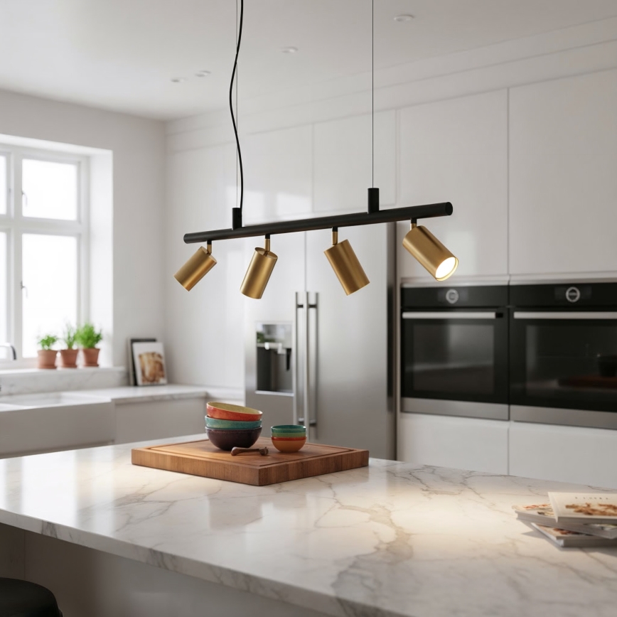 Ideal Lux - LED Csillár zsinóron DYNAMITE 4xGU10/7W/230V CRI 90 fekete/réz