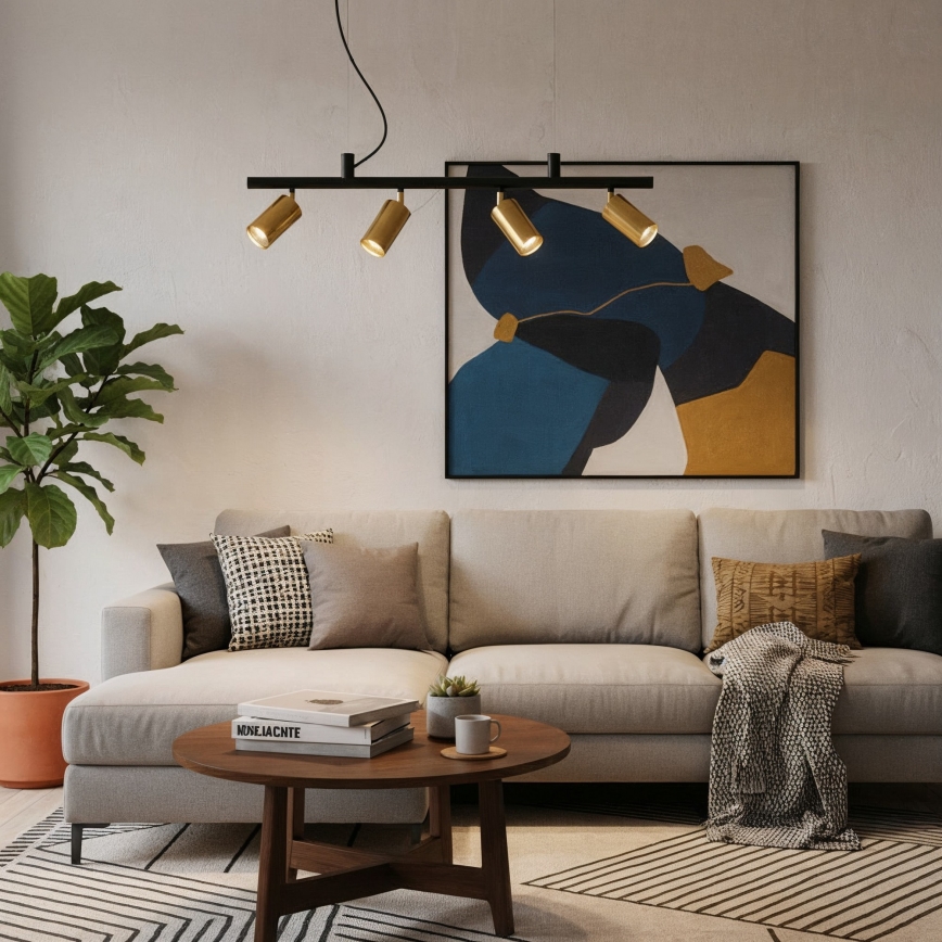 Ideal Lux - LED Csillár zsinóron DYNAMITE 4xGU10/7W/230V CRI 90 fekete/réz