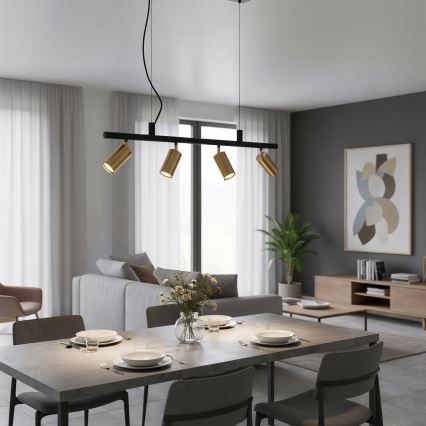 Ideal Lux - LED Csillár zsinóron DYNAMITE 4xGU10/7W/230V CRI 90 fekete/réz