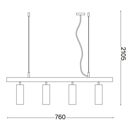 Ideal Lux - LED Csillár zsinóron DYNAMITE 4xGU10/7W/230V CRI 90 fekete/réz