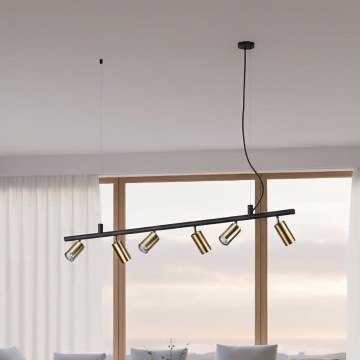 Ideal Lux - LED Csillár zsinóron DYNAMITE 6xGU10/7W/230V CRI 90 fekete/réz