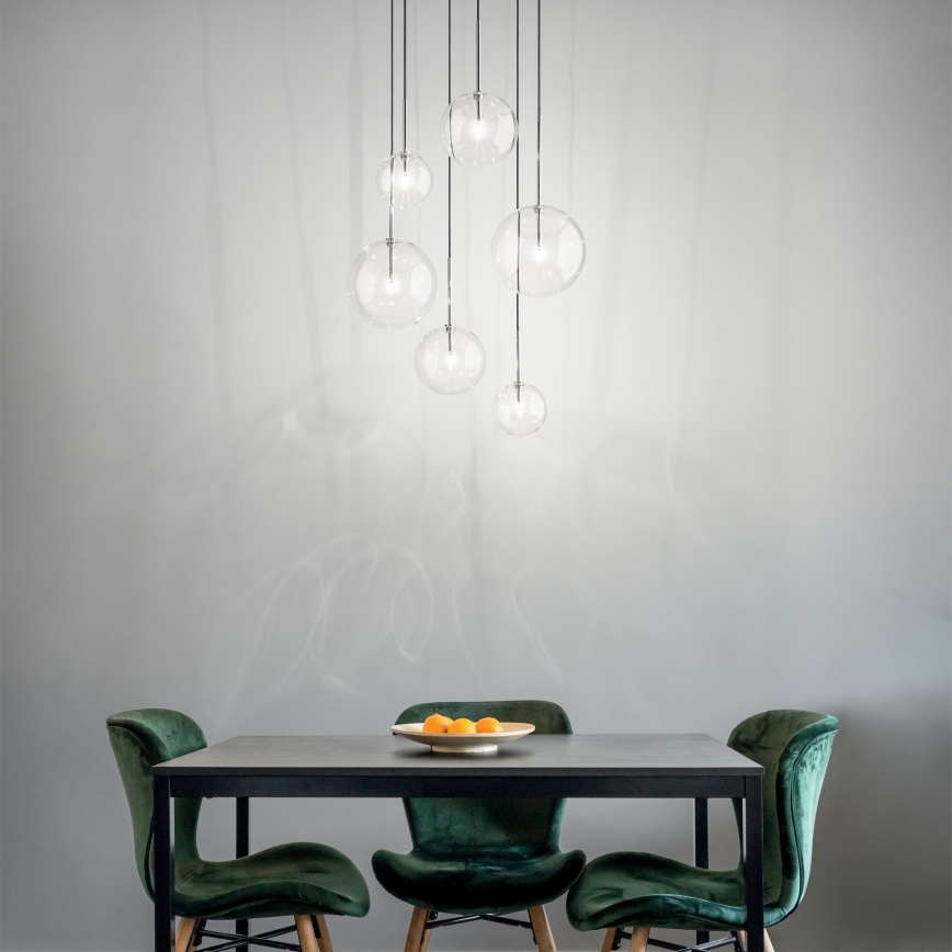 Ideal Lux - LED Csillár zsinóron EQUINOXE 6xG4/2W/230V átm. 65 cm fényezett króm/átlátszó