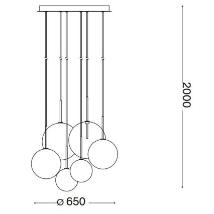 Ideal Lux - LED Csillár zsinóron EQUINOXE 6xG4/2W/230V átm. 65 cm réz/füstös