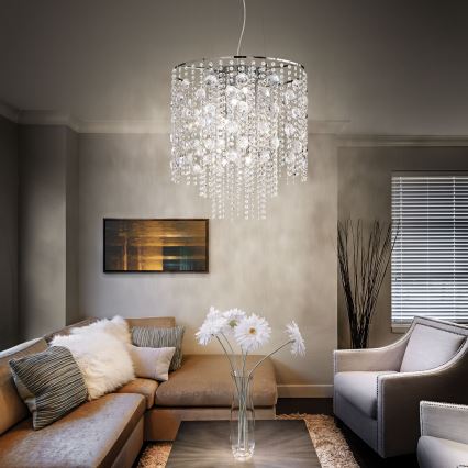 Ideal Lux - LED kristály csillár zsinóron EVASIONE 8xG9/3W/230V átm. 41 cm fényezett króm