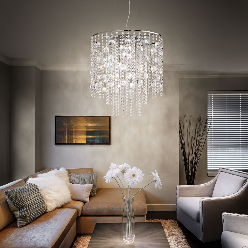 Ideal Lux - LED kristály csillár zsinóron EVASIONE 8xG9/3W/230V átm. 41 cm fényezett króm