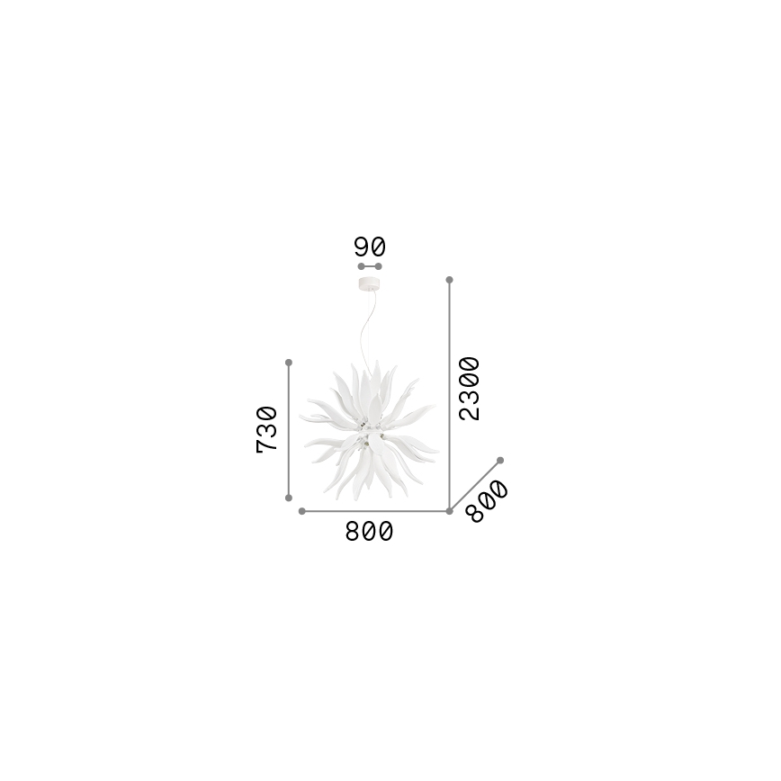 Ideal Lux - LED Csillár zsinóron LEAVES 12xG9/3W/230V átm. 80 cm fehér