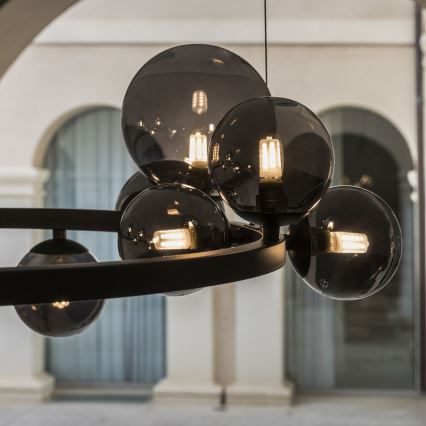 Ideal Lux - LED Csillár zsinóron PERLAGE 11xG9/3W/230V átm. 73 cm fekete/füstös