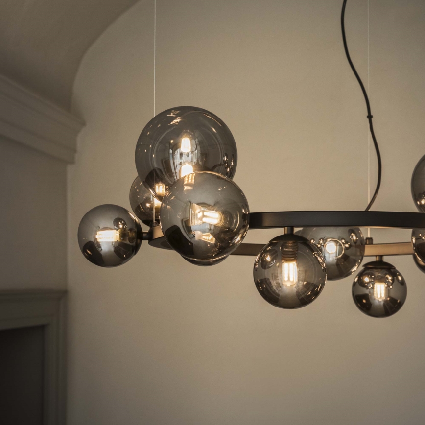 Ideal Lux - LED csillár zsinóron PERLAGE 25xG9/3W/230V 110 cm fekete/füstszínű