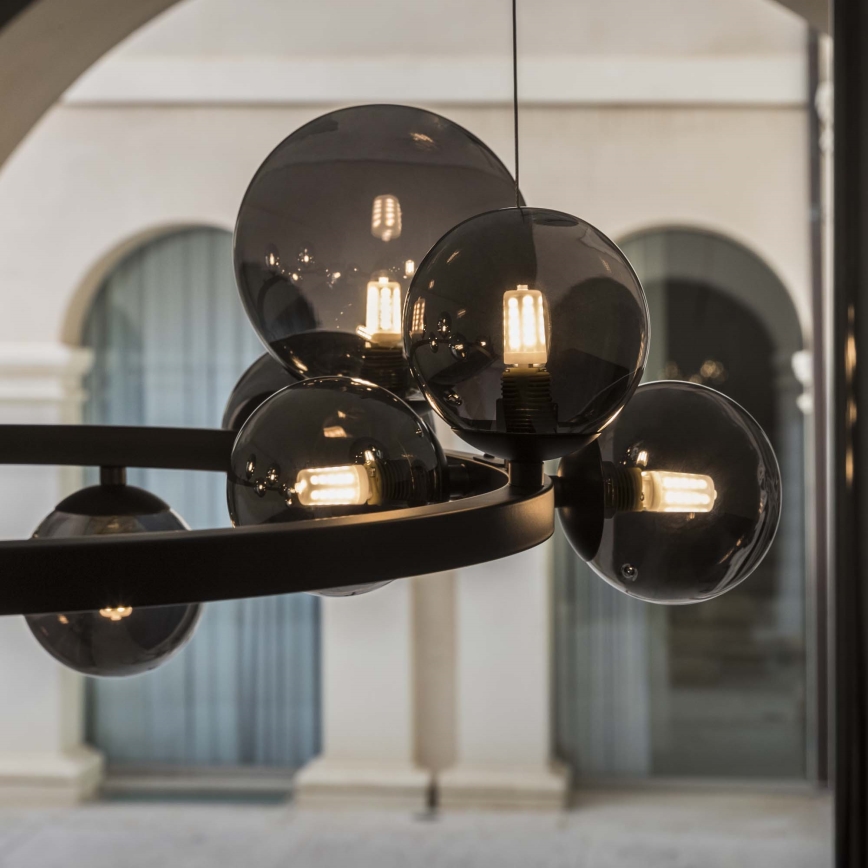 Ideal Lux - LED csillár zsinóron PERLAGE 25xG9/3W/230V 110 cm fekete/füstszínű