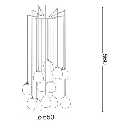 Ideal Lux - LED Csillár zsinóron RHAPSODY 12xG9/3W/230V réz