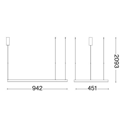 Ideal Lux - LED Csillár zsinóron WAVES LED/37W/230V CRI 90 fekete