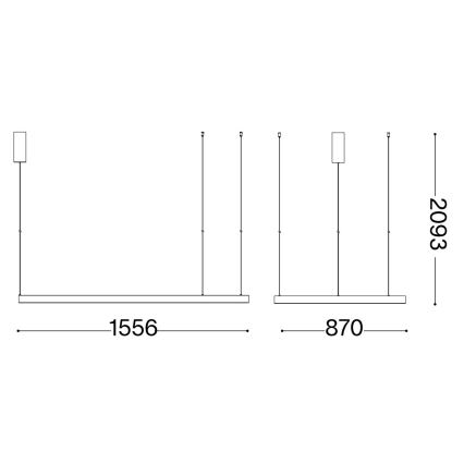 Ideal Lux - LED Csillár zsinóron WAVES LED/54W/230V CRI 90 fekete