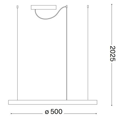 Ideal Lux - LED Dimmelhető csillár zsinóron ORACLE SLIM LED/28W/230V 4000K átm. 50 cm CRI 90 fehér