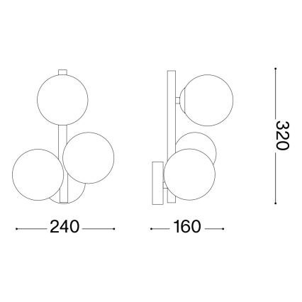 Ideal Lux - LED Fali lámpa PERLAGE 3xG9/3W/230V arany/fehér