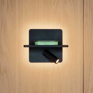 Ideal Lux - LED fali spotlámpa PIANO LED/10W/230V CRI 90 USB fekete