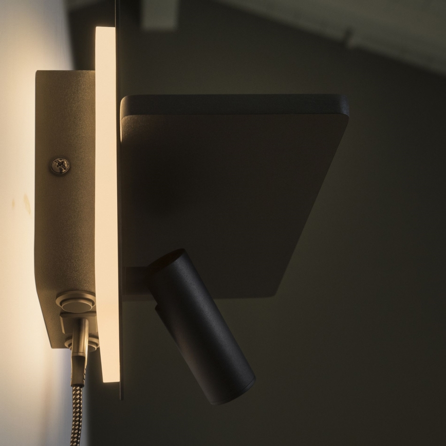 Ideal Lux - LED fali spotlámpa PIANO LED/10W/230V CRI 90 USB fekete