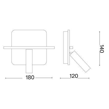 Ideal Lux - LED fali spotlámpa PIANO LED/10W/230V CRI 90 USB fekete