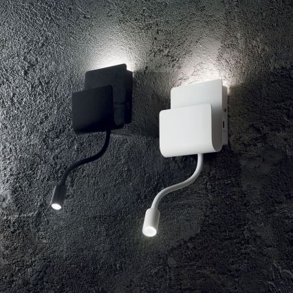Ideal Lux - LED Fali spotlámpa - check flexibilis kislámp PROBE LED/9,5W/230V USB CRI 90 fekete