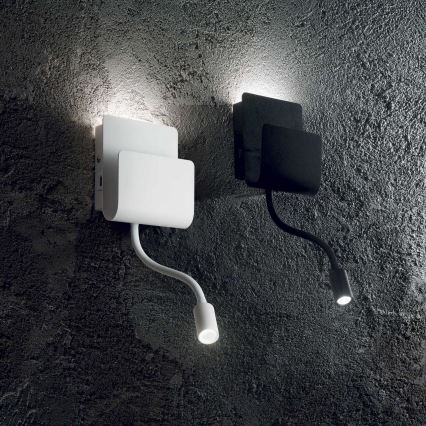 Ideal Lux - LED Fali spotlámpa - check flexibilis kislámp PROBE LED/9,5W/230V USB CRI 90 fehér