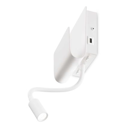 Ideal Lux - LED Fali spotlámpa - check flexibilis kislámp PROBE LED/9,5W/230V USB CRI 90 fehér