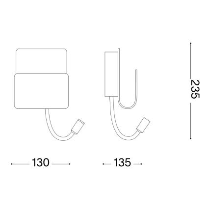 Ideal Lux - LED Fali spotlámpa - check flexibilis kislámp PROBE LED/9,5W/230V USB CRI 90 fehér