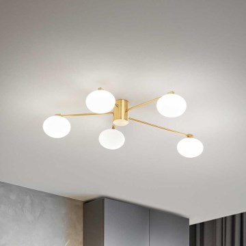 Ideal Lux - LED Felületre szerelhető csillár HERMES 5xG9/3W/230V átm. 90 cm arany
