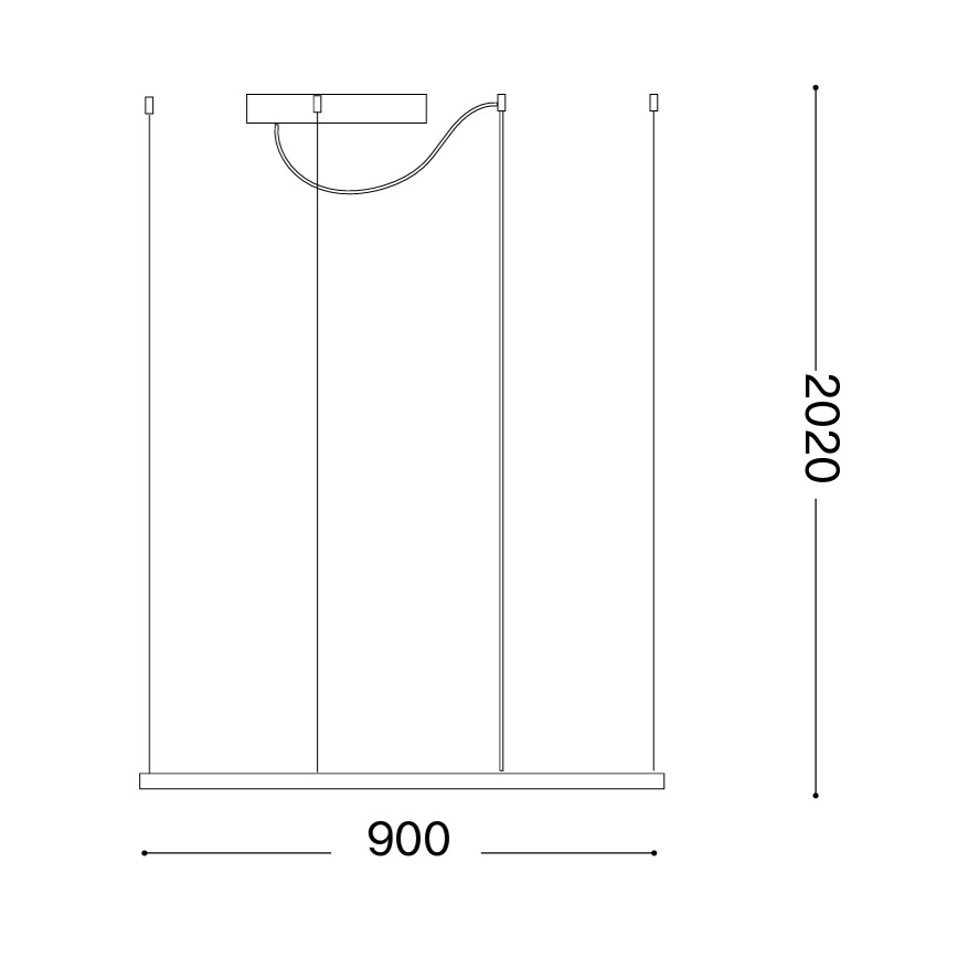 Ideal Lux - LED csillár zsinóron ORACLE SLIM LED/53W/230V 3000K CRI 90 90x90 cm arany