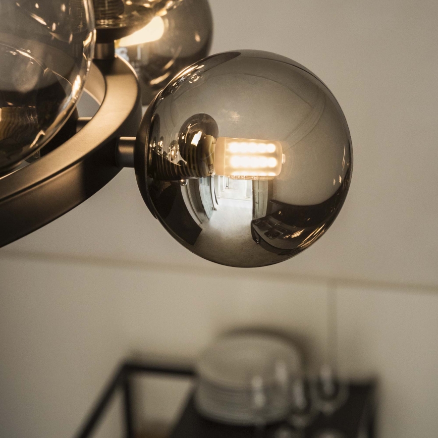 Ideal Lux - LED csillár zsinóron PERLAGE 30xG9/3W/230V 143 cm fekete/füstfekete