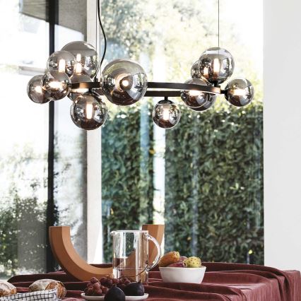 Ideal Lux - LED kábeles csillár PERLAGE 14xG9/3W/230V Ø 85 cm fekete/füstfekete