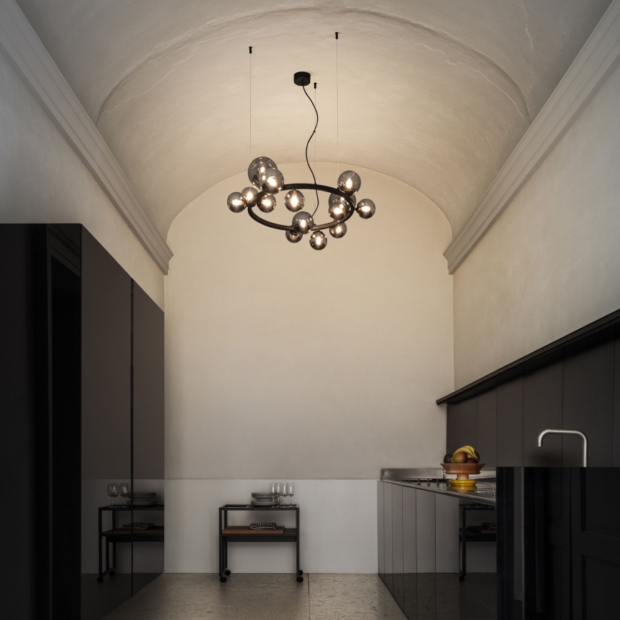Ideal Lux - LED kábeles csillár PERLAGE 14xG9/3W/230V Ø 85 cm fekete/füstfekete